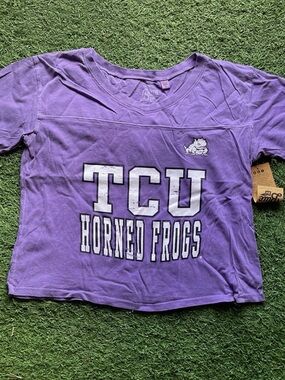 TCU Horned Frogs Purple crop T Shirt XL LG Med Sm NEW